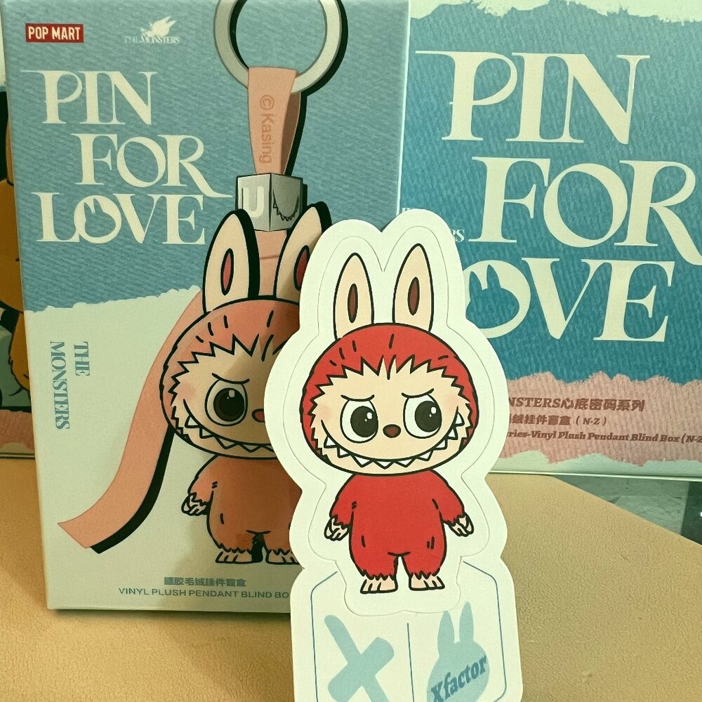 POP MART Labubu The Monsters Pin for Love Letter X Plush Pendant NWT
